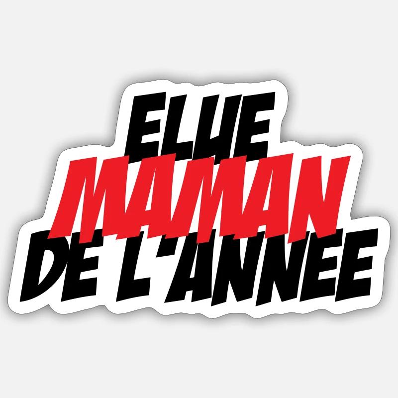 élue Maman de l'année - Sticker taille S (10 x 10 cm) - blanc mat