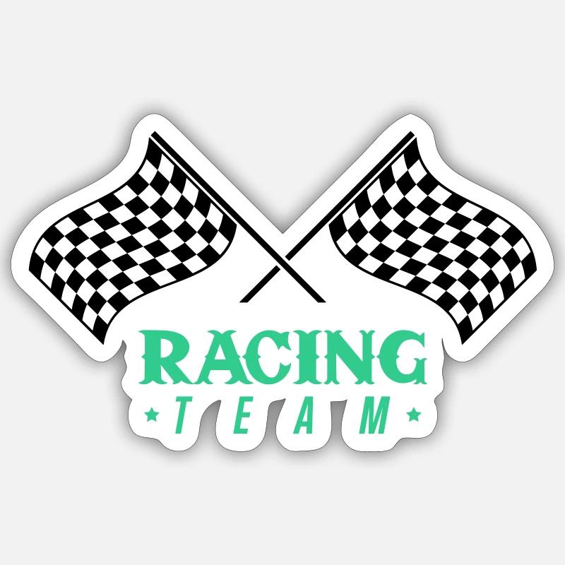 Équipe Racing Flag - Sticker taille S (10 x 10 cm) - blanc mat