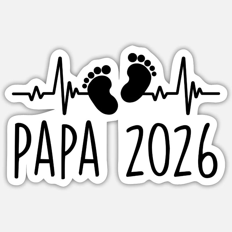 Papa 2026 Frequenz Herschlag Vatertagsgeschenk - Sticker Größe S (10 x 10 cm) - Mattweiß