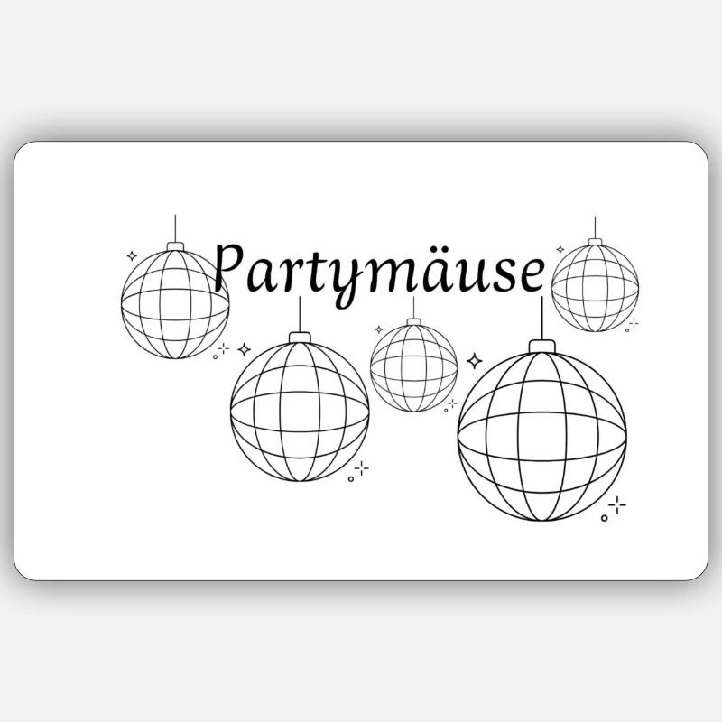 Partymäuse - Sticker Größe S (10 x 10 cm) - Mattweiß