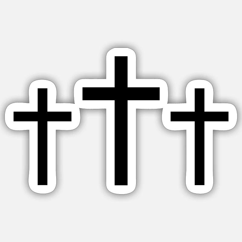 Trois Croix - Sticker taille S (10 x 10 cm) - blanc mat