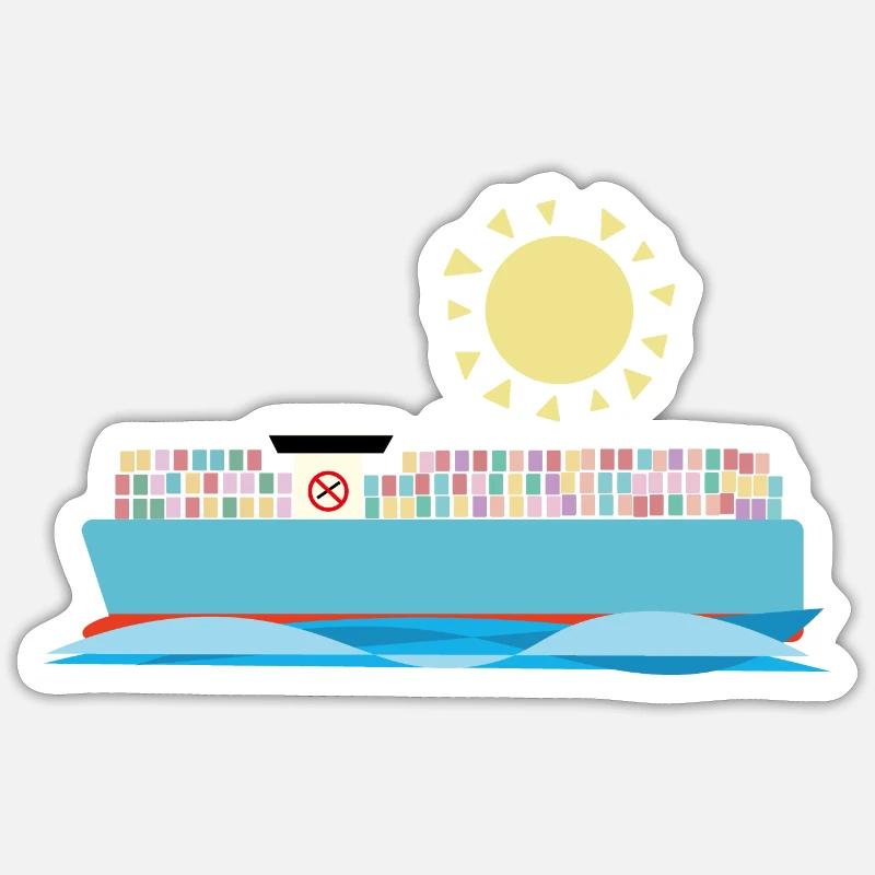 Container Ship - Sticker size S (10 x 10 cm) - white matte
