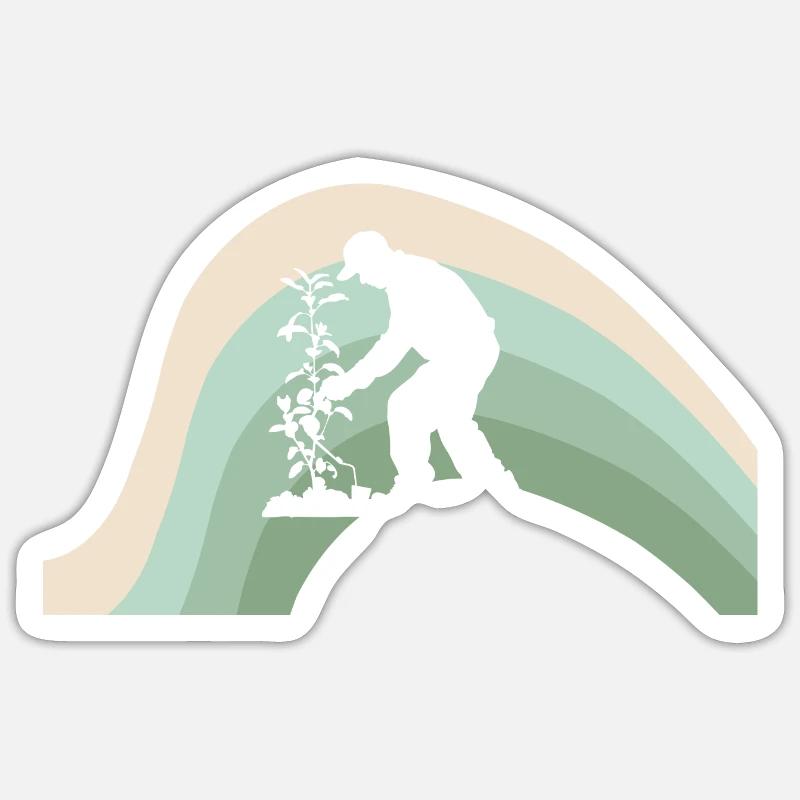 Gartenarbeit Blume - Sticker Größe S (10 x 10 cm) - Mattweiß