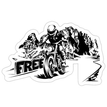 Motorrad frei Berge Dolomiten Biker Symbol Logo - Sticker Größe S (10 x 10 cm) - Mattweiß - Vorne