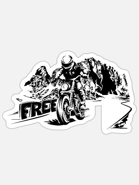 Motorrad frei Berge Dolomiten Biker Symbol Logo - Sticker Größe S (10 x 10 cm) - Mattweiß