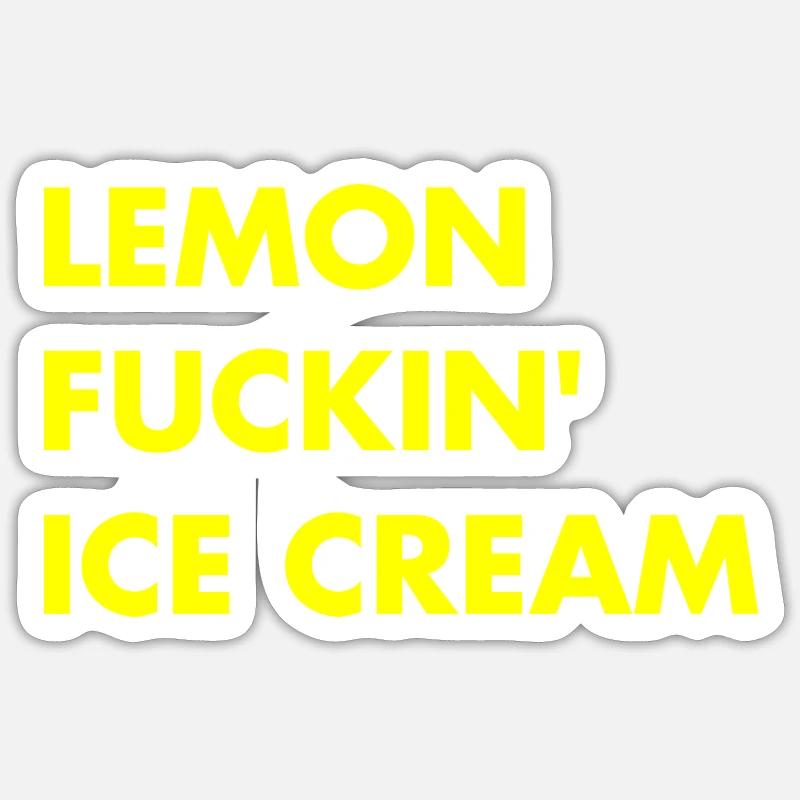 Glace au citron - lettrage jaune - Sticker taille S (10 x 10 cm) - blanc mat