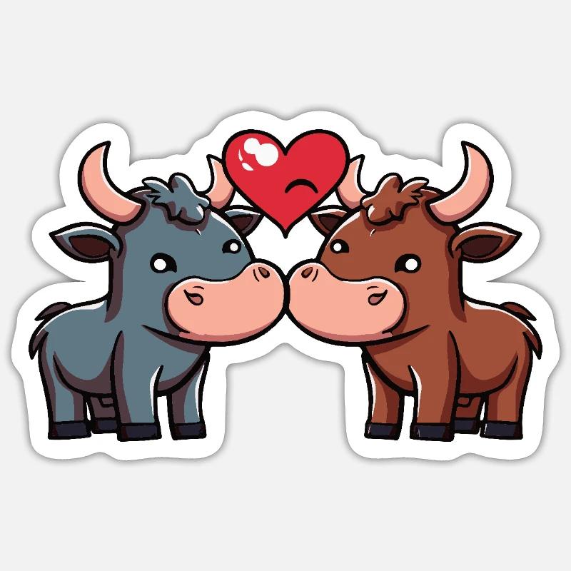 Taurus Couple Valentine's Day - Sticker size S (10 x 10 cm) - white matte