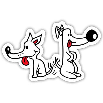 2 Dogs Big Noses Excited Wiggle - Sticker size S (10 x 10 cm) - white matte - Front