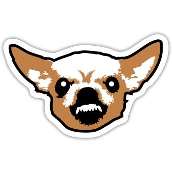 Chihuahua Kleiner Hund Böse Knirschen Nervig Wut - Sticker Größe S (10 x 10 cm) - Mattweiß - Vorne
