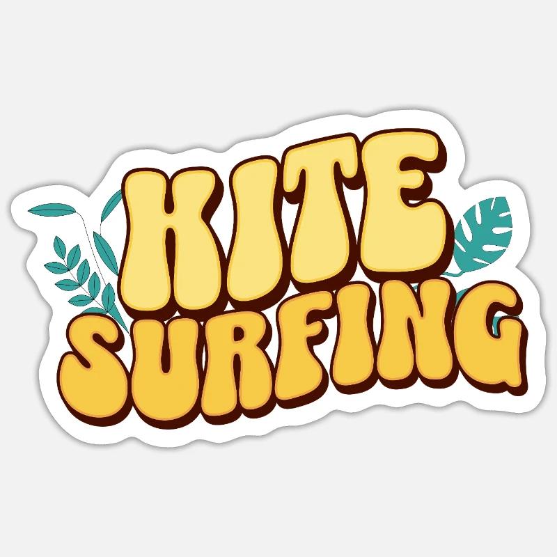 Kitesurf Kitesurfer Kiteboard - Sticker taille S (10 x 10 cm) - blanc mat