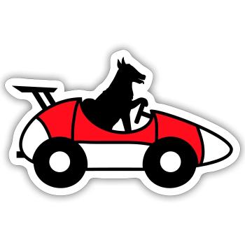 Dog Car Driving Race Autosport Racing Car - Sticker size S (10 x 10 cm) - white matte - Front