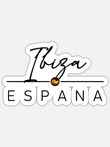 Espagne - Ibiza - Espagne - España - Sticker taille S (10 x 10 cm) - blanc mat