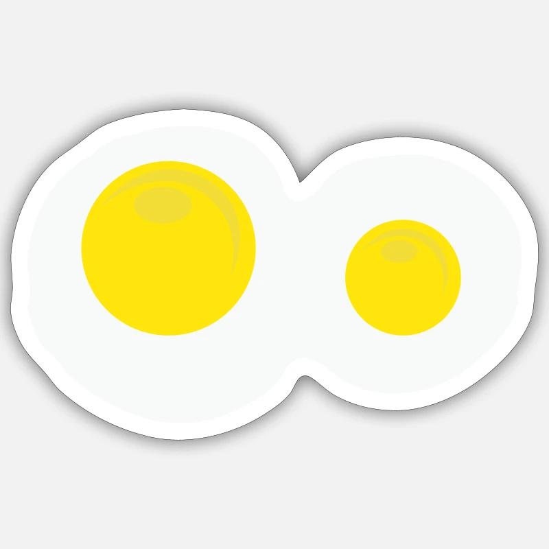Œufs au plat - Sticker taille S (10 x 10 cm) - blanc mat