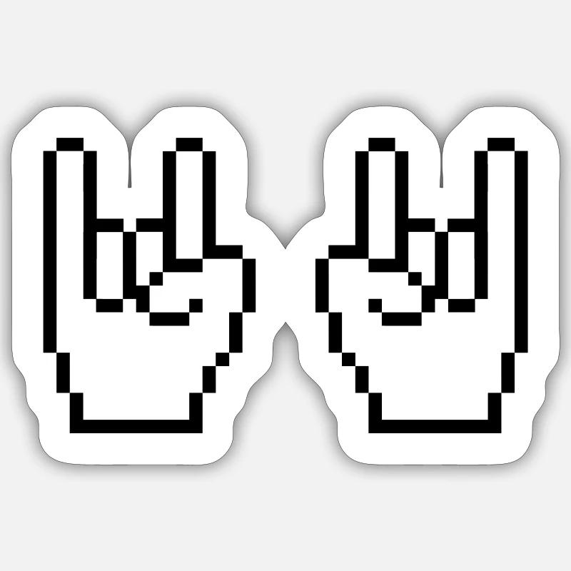 rock pixel hände Sticker Größe S (10 x 10 cm)