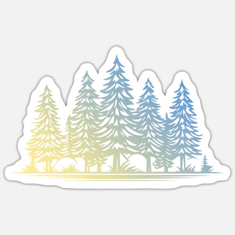 Wald Bäume - Sticker Größe S (10 x 10 cm) - Mattweiß