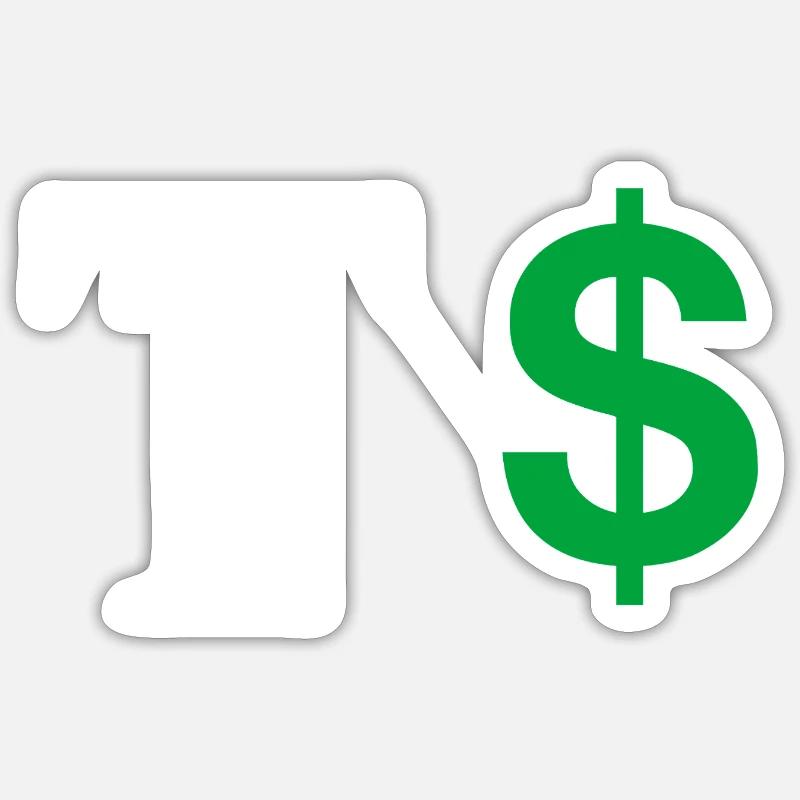 Lettre t dollar - Sticker taille S (10 x 10 cm) - blanc mat