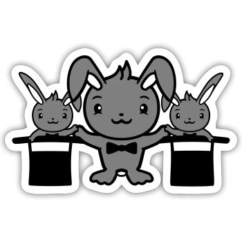 Bunnies Wizard Chapeau Haut de forme Enfants 2 Bébés Magie - Sticker taille S (10 x 10 cm) - blanc mat - Devant
