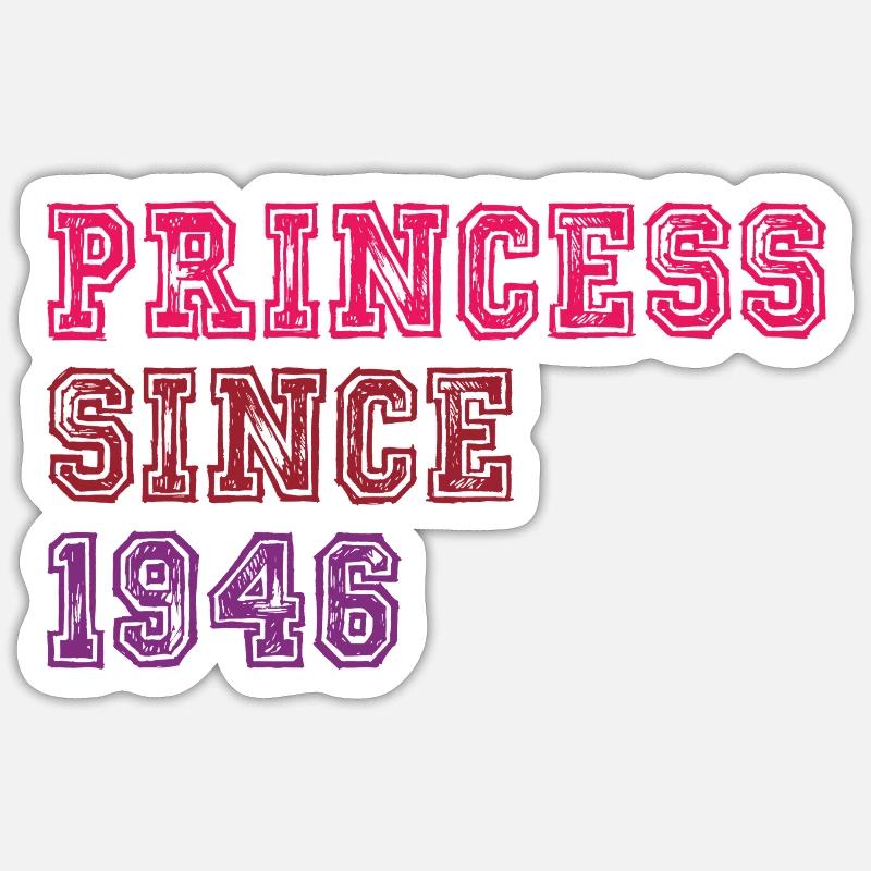 1946 Anniversaire Princesse - Sticker taille S (10 x 10 cm) - blanc mat