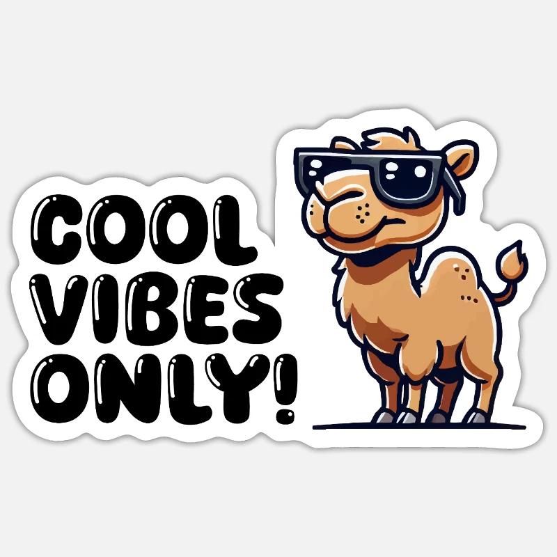 kamel comic sonnenbrille cool - Sticker Größe S (10 x 10 cm) - Mattweiß