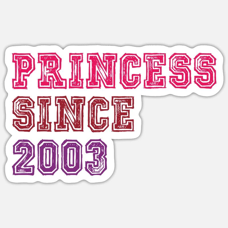 2003 Anniversaire Princesse Sticker taille S (10 x 10 cm)