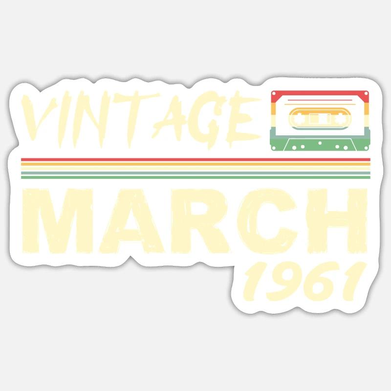Mars 1961 - March 1961 - Sticker taille S (10 x 10 cm) - blanc mat