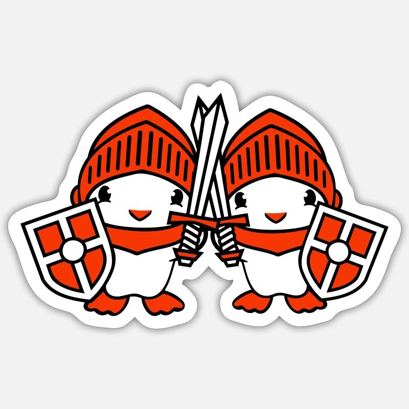 2 Ducks Knight Armor Sword Shield Helmet Fighter Sticker size S (10 x 10 cm)
