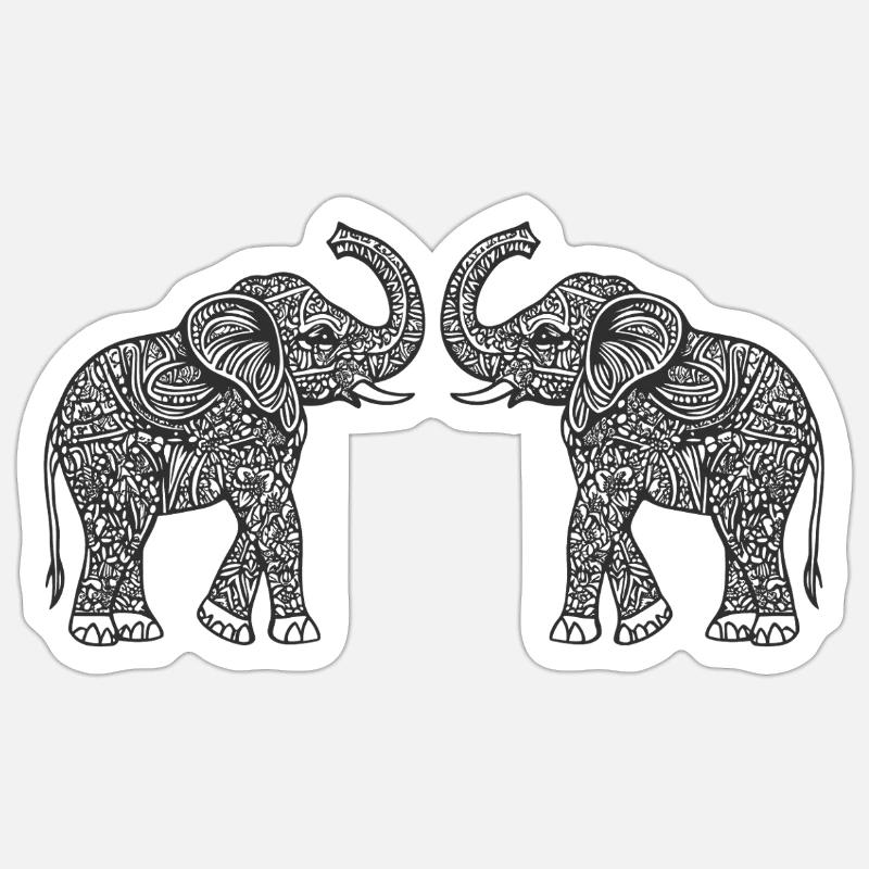 Design Elephants - Sticker Größe S (10 x 10 cm) - Mattweiß