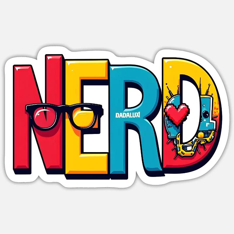 Nerd Chromatique Typographie 3D - Sticker taille S (10 x 10 cm) - blanc mat