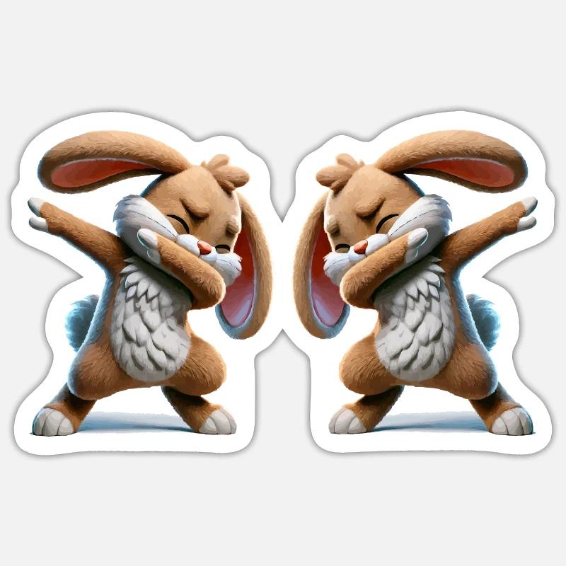 Rabbit Dabbing Comic 2 - Sticker size S (10 x 10 cm) - white matte