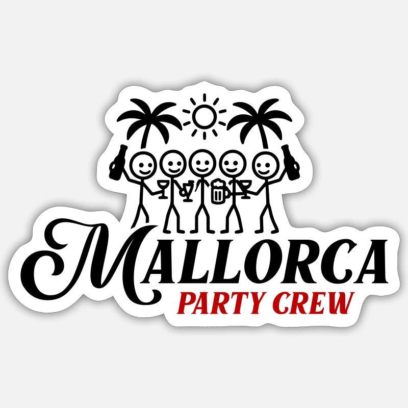 Mallorca Party Crew - Sticker taille S (10 x 10 cm) - blanc mat
