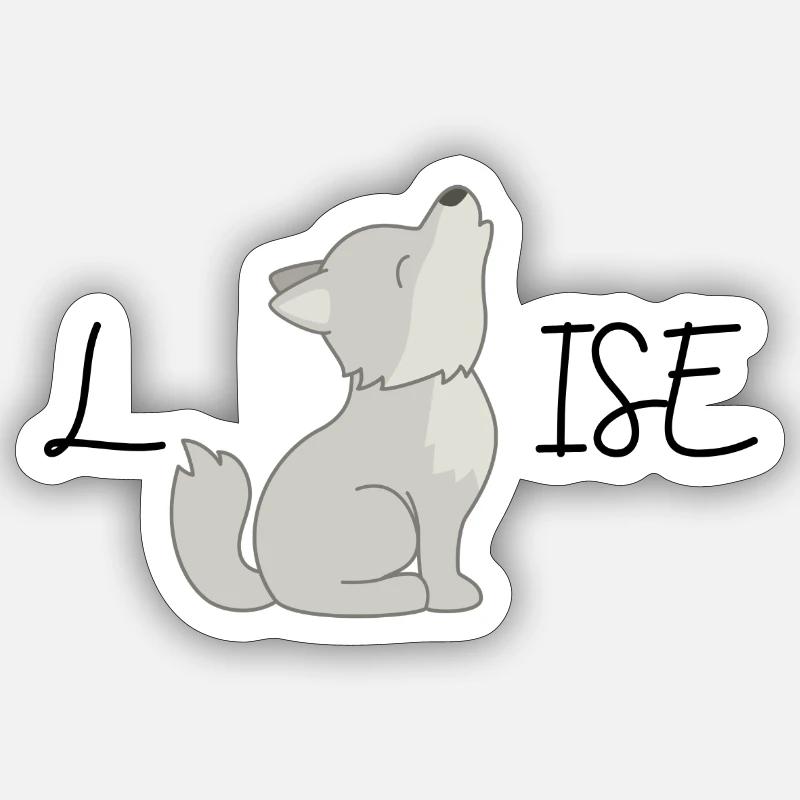 Louise-Version eines kleinen Wolfes - Sticker Größe S (10 x 10 cm) - Mattweiß