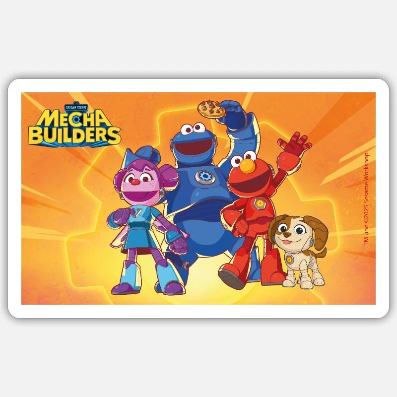 Mecha Builders Méchas Elmo, Cookie, Abby Et Tango - Sticker taille S (10 x 10 cm) - blanc mat