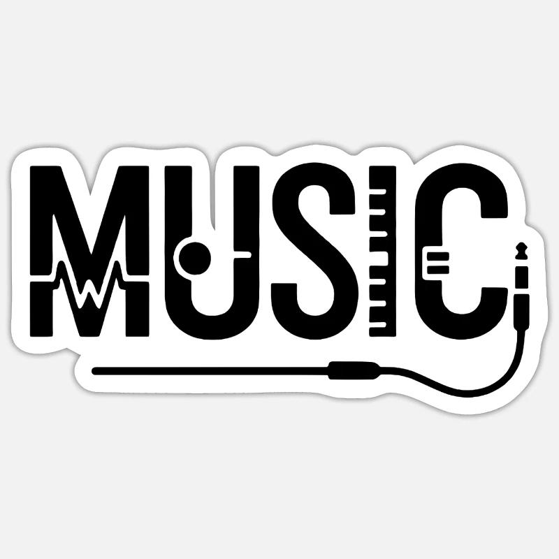 Conception musicale avec câble AUX - Sticker taille S (10 x 10 cm) - blanc mat
