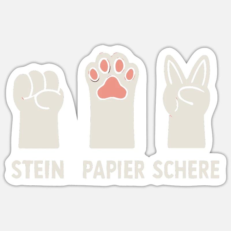 Pierre Papier Ciseaux Chats Pattes - Sticker taille S (10 x 10 cm) - blanc mat