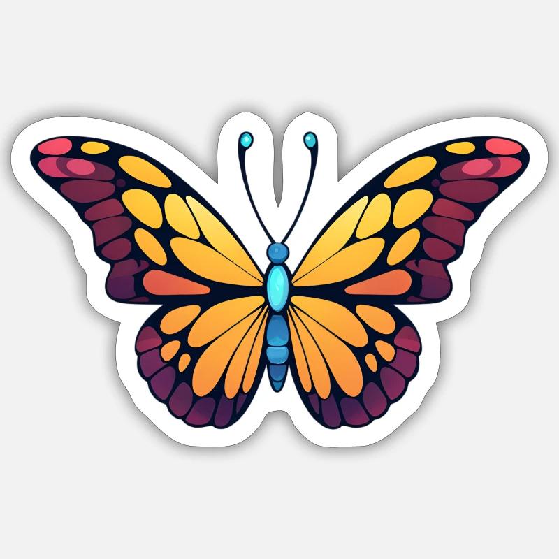 Papillon coloré Sticker taille S (10 x 10 cm)