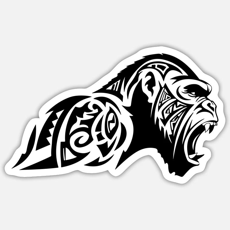 Gorilla Beast Tribal - Sticker size S (10 x 10 cm) - white matte