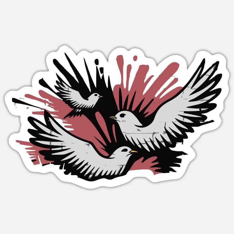 Dreifacher Schwalbenflug-Burst - Sticker Größe S (10 x 10 cm) - Mattweiß