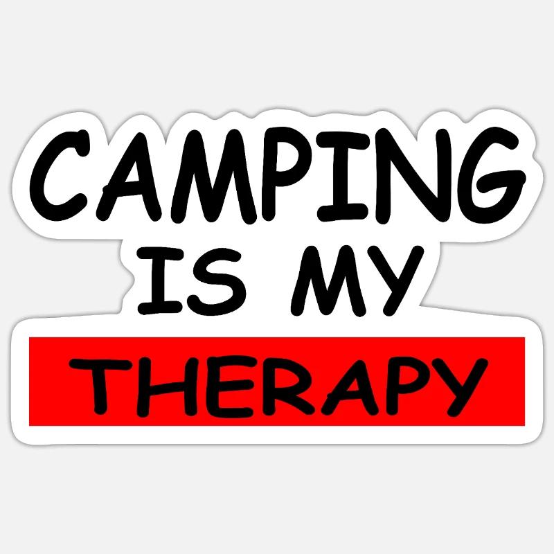 Camping - Sticker taille S (10 x 10 cm) - blanc mat
