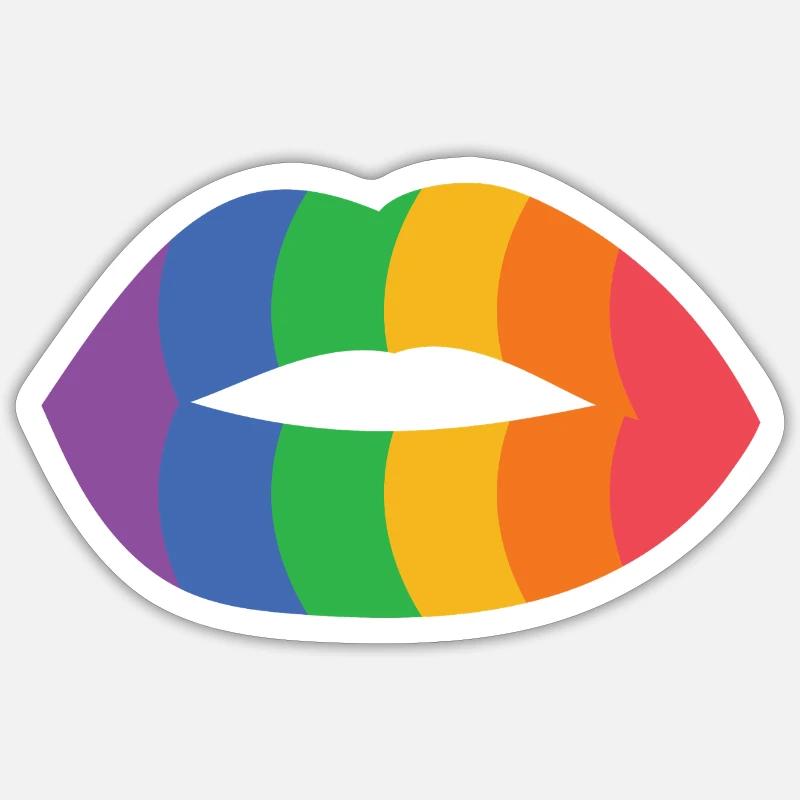Rainbow Lips Impression d’art - Sticker taille S (10 x 10 cm) - blanc mat