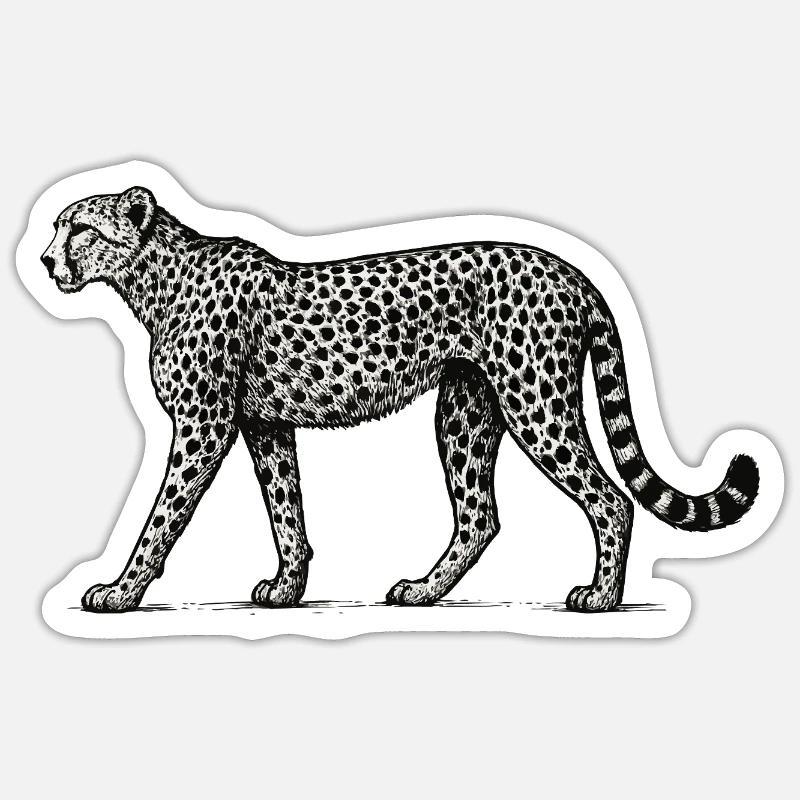 Motif léopard noir et blanc - Sticker taille S (10 x 10 cm) - blanc mat