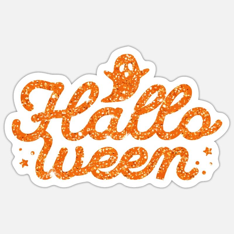 Halloween Orange Glitter Ghost - Sticker size S (10 x 10 cm) - white matte