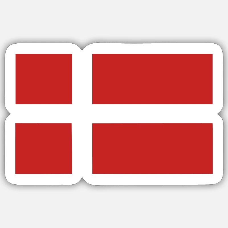 Drapeau du Danemark - Sticker taille S (10 x 10 cm) - blanc mat