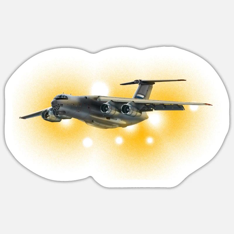 Cargo plane in solar fire - Sticker size S (10 x 10 cm) - white matte