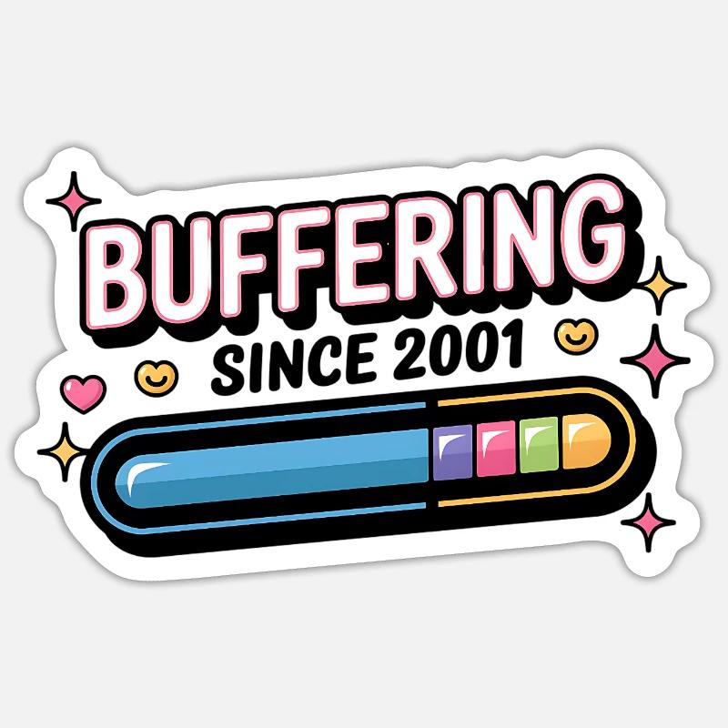 Y2K Retro – Buffering Since 2001 - Sticker size S (10 x 10 cm) - white matte