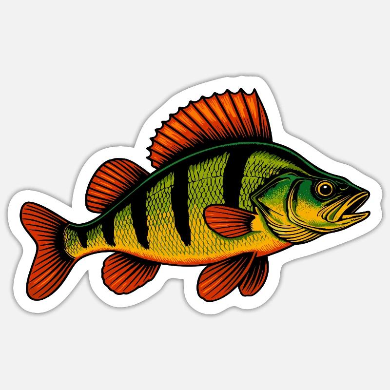 Barsch Flussbarsch Barschangeln Barsche Barsch - Sticker Größe S (10 x 10 cm) - Mattweiß
