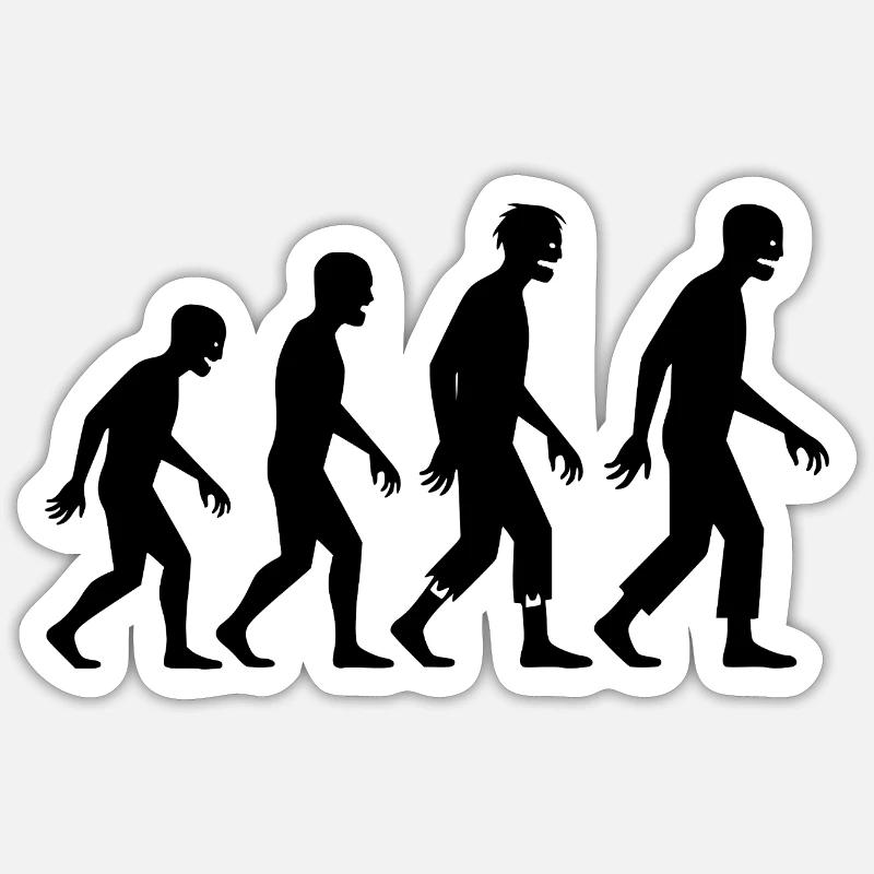Zombie Evolution - Sticker Größe S (10 x 10 cm) - Mattweiß