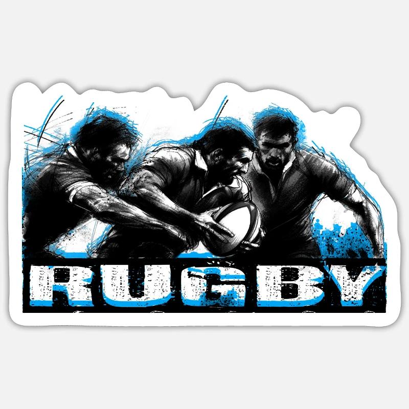 rugby - Sticker taille S (10 x 10 cm) - blanc mat