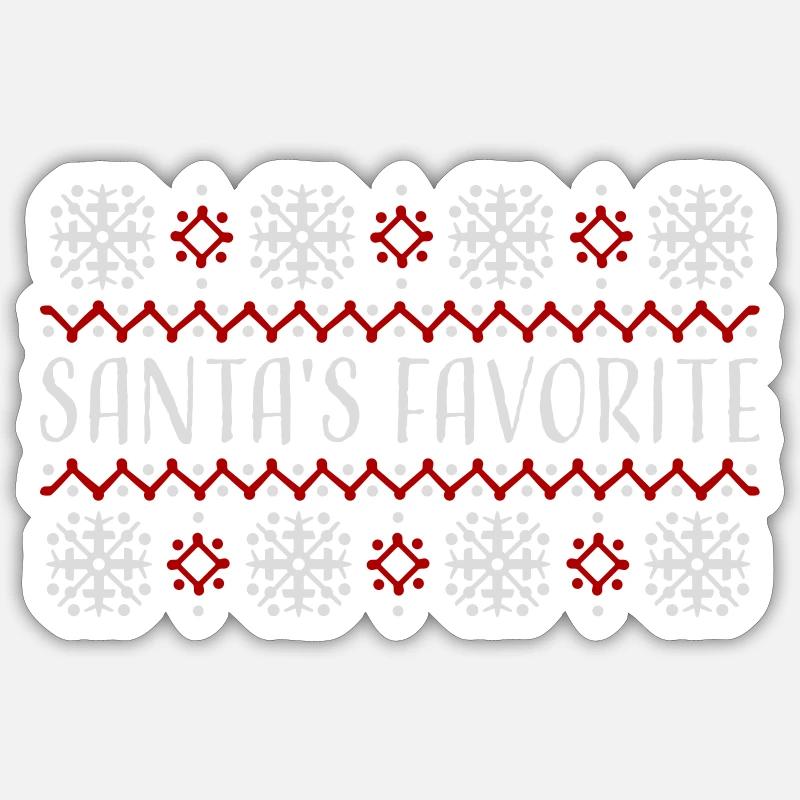 Santa's Favorite Weihnachtspullover Schneeflocken Sticker Größe S (10 x 10 cm)