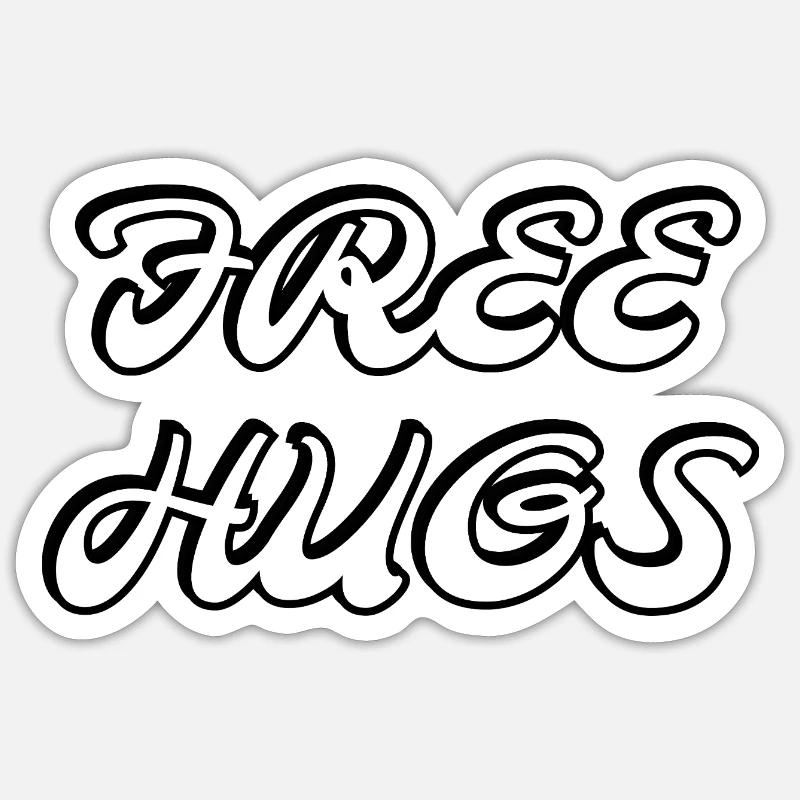 Câlins gratuits - Sticker taille S (10 x 10 cm) - blanc mat