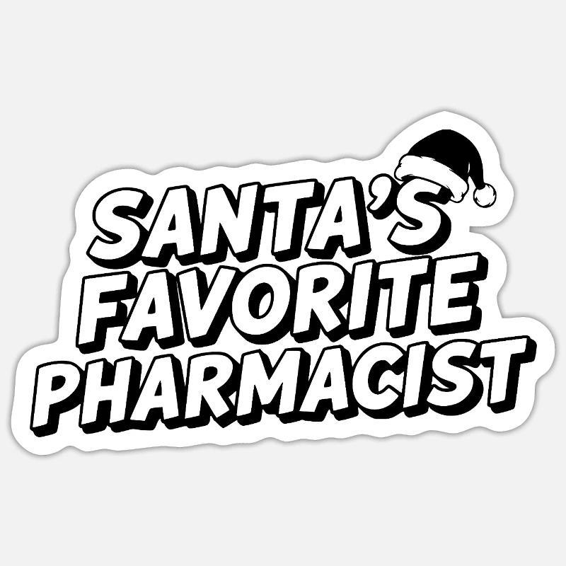 Le pharmacien préféré du Père Noël - Sticker taille S (10 x 10 cm) - blanc mat